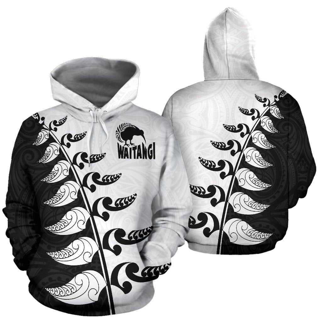 New Zealand Waitangi Day Hoodie, Maori Silver Fern Pullover Hoodie, Black Style - Vibe Hoodie Shop