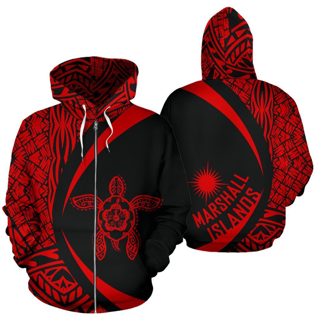 Marshall Islands Turtle Polynesian Zip Up Hoodie - Circle Style 04 - Vibe Hoodie Shop