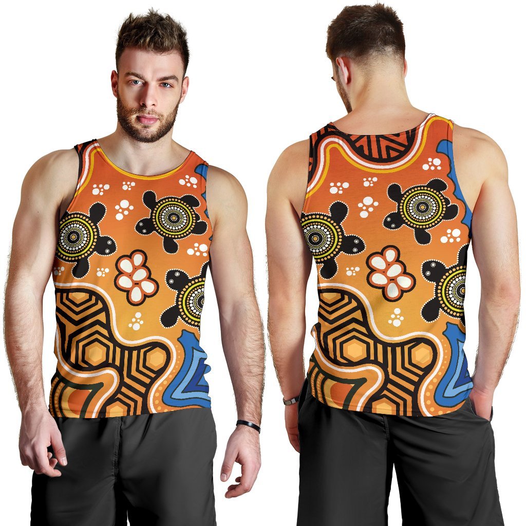 Aboriginal Men's Tank Top - Indigenous Art Patterns Ver04 - Vibe Hoodie Shop