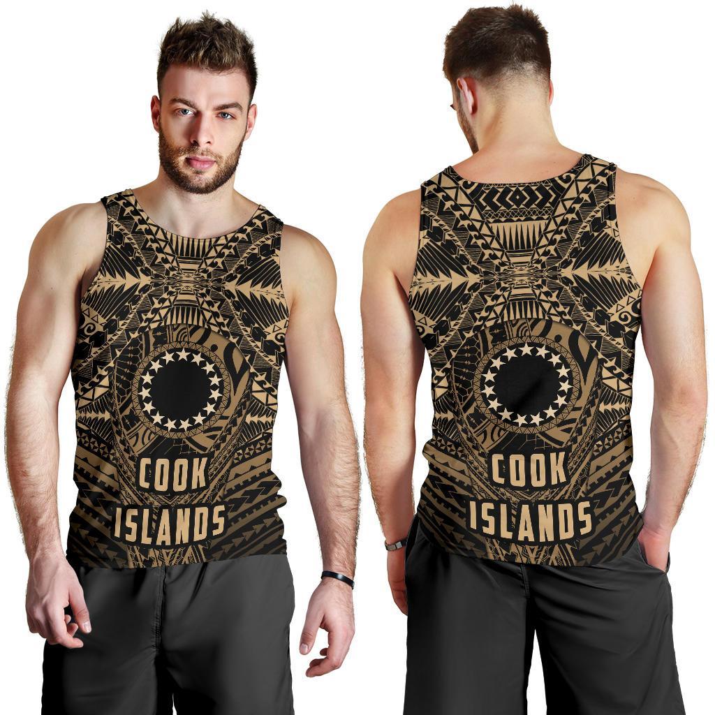 Cook Islands Tank Top For Men Polynesian Golden Style - Vibe Hoodie Shop