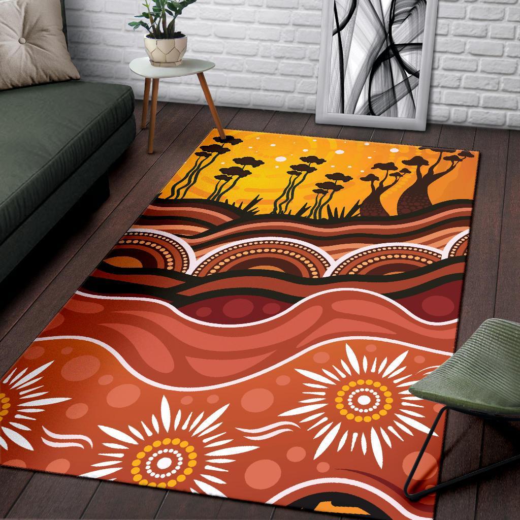 Aboriginal Area Rug - Boab Tree Dot Painting Ver01 - Vibe Hoodie Shop