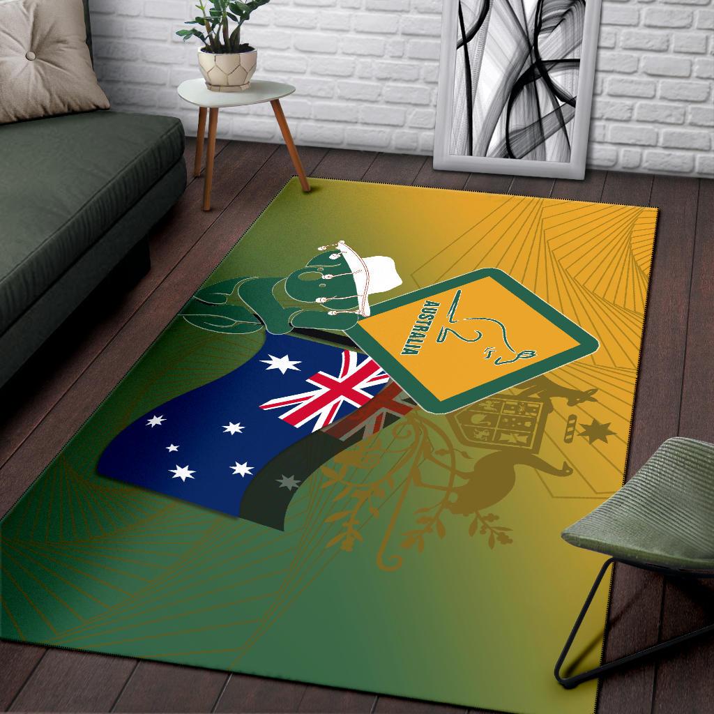 Area Rug - Aus Flag and Coat Of Arms Rug Kangaroo and Koala Sign - Vibe Hoodie Shop