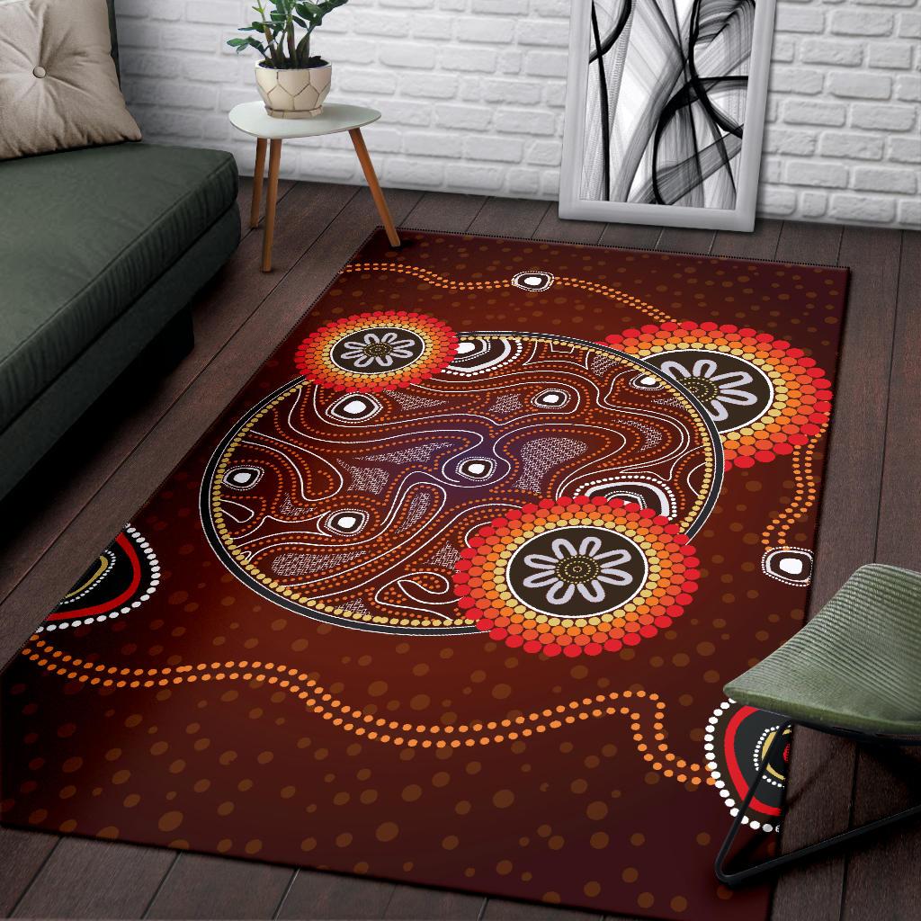 Area Rug - Aboriginal Dot Painting Rug Earth Ver11 - Vibe Hoodie Shop