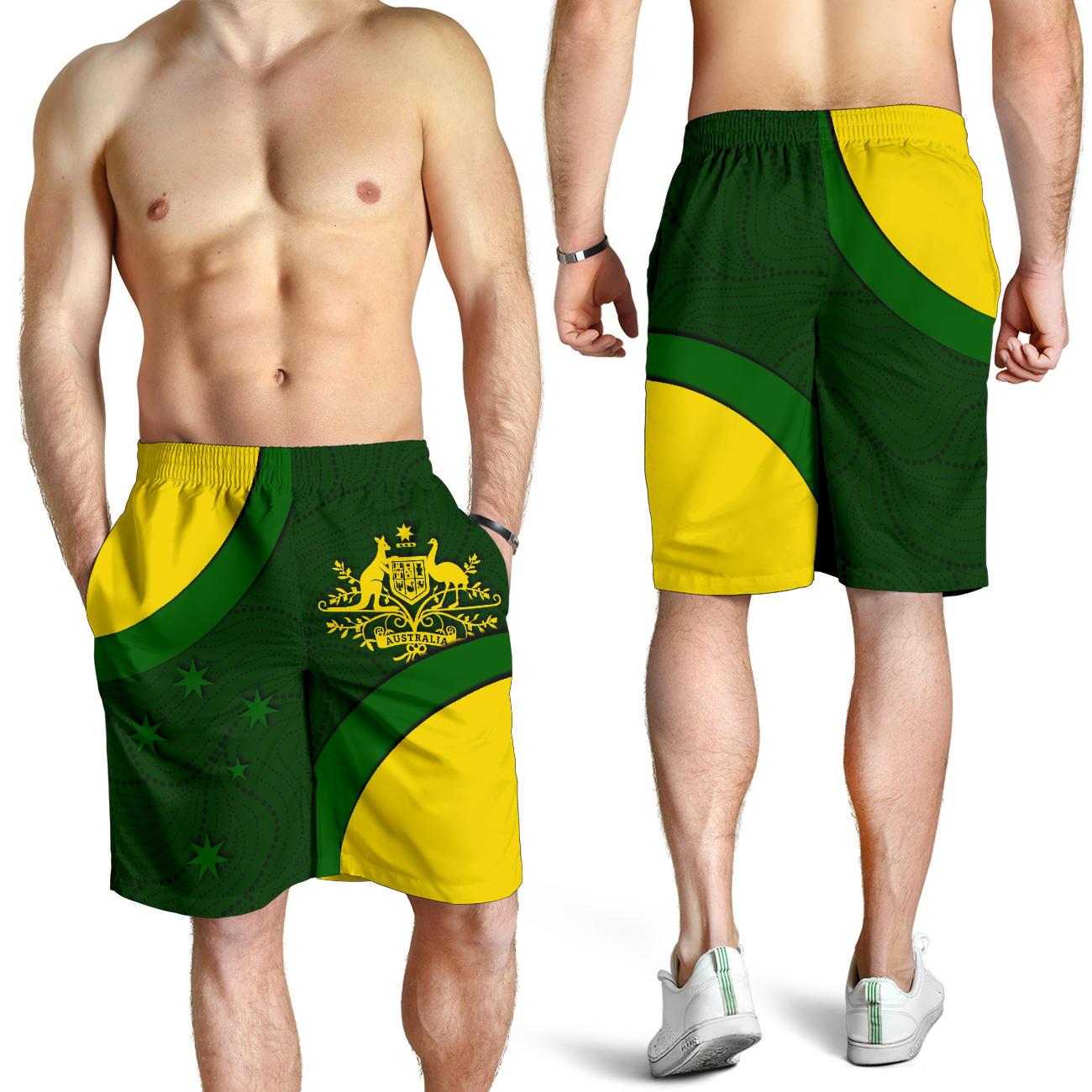 Shorts - Australia Coat of Arms Shorts National Colors - Men - Vibe Hoodie Shop