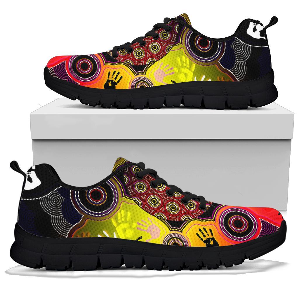 Aboriginal Sneakers, Indigenous Circle Dot Painting Hand Art - Vibe Hoodie Shop