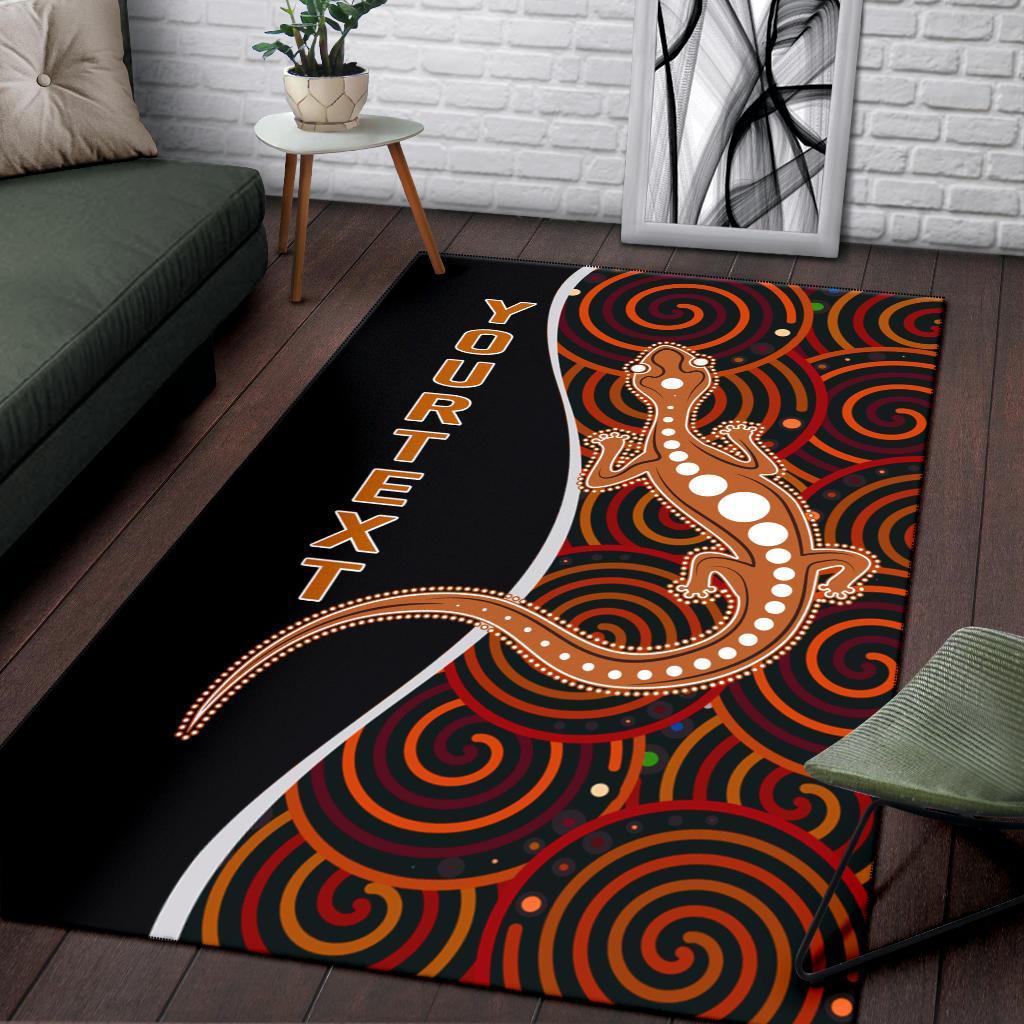 Aboriginal Personalised Area Rug - Indigenous Lizard Dreaming - Vibe Hoodie Shop