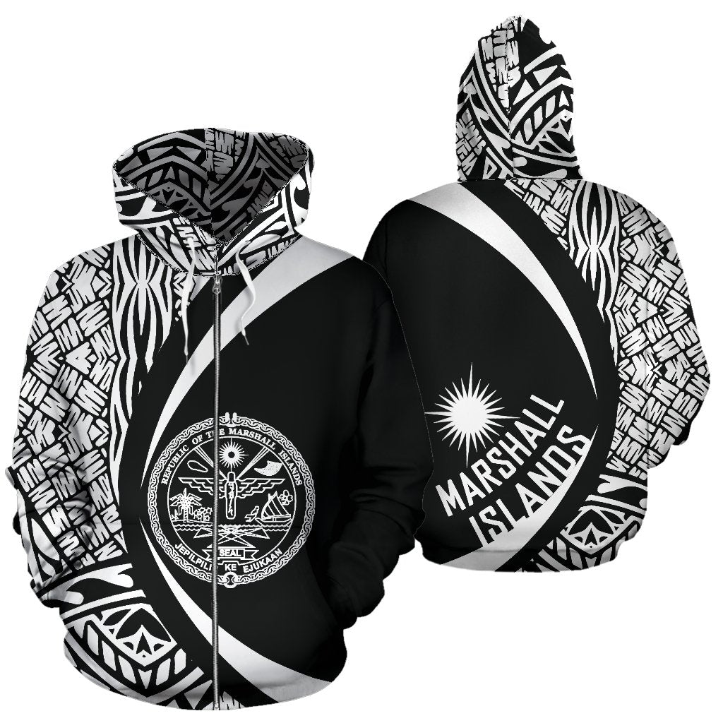 Marshall Islands Polynesian Zip - Up Hoodie - Circle Style 03 - Vibe Hoodie Shop