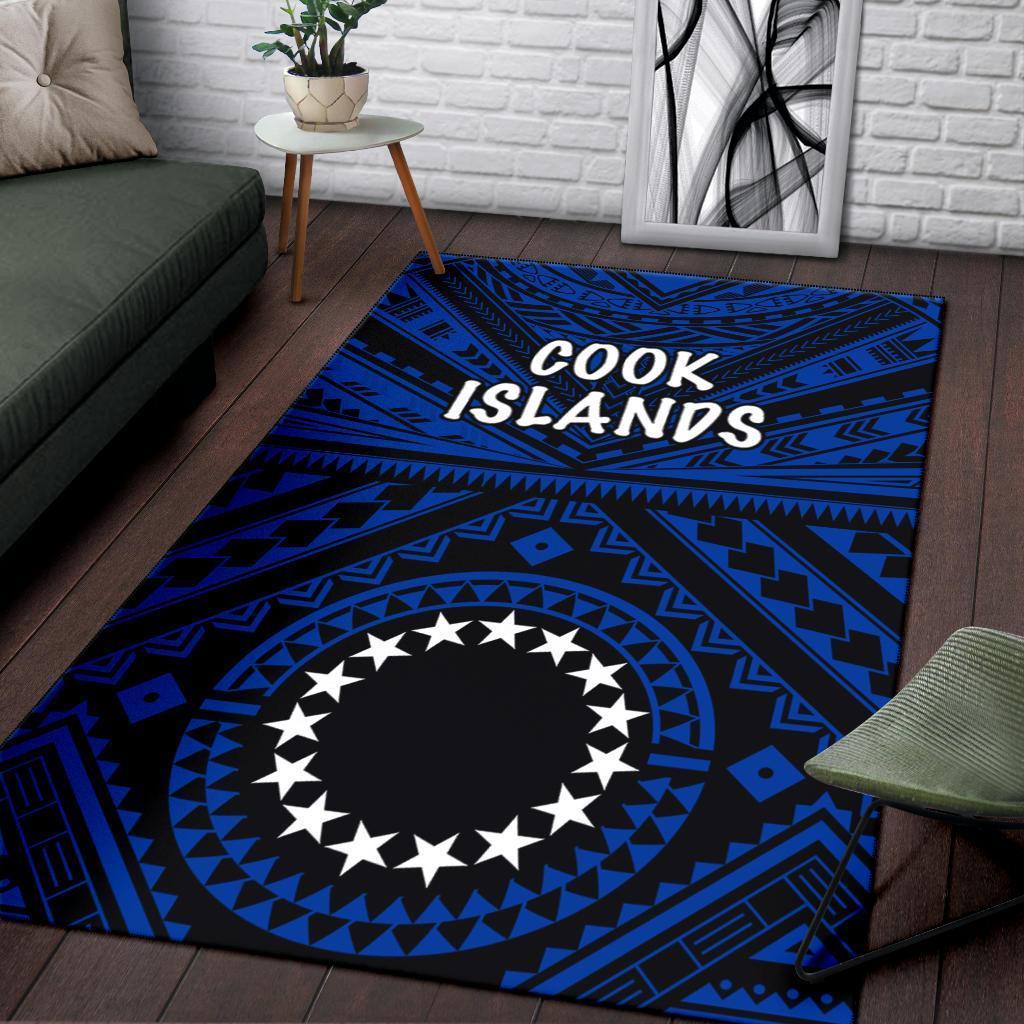 Cook Islands Area Rug - Seal With Polynesian Tattoo Style (Blue) - Vibe Hoodie Shop