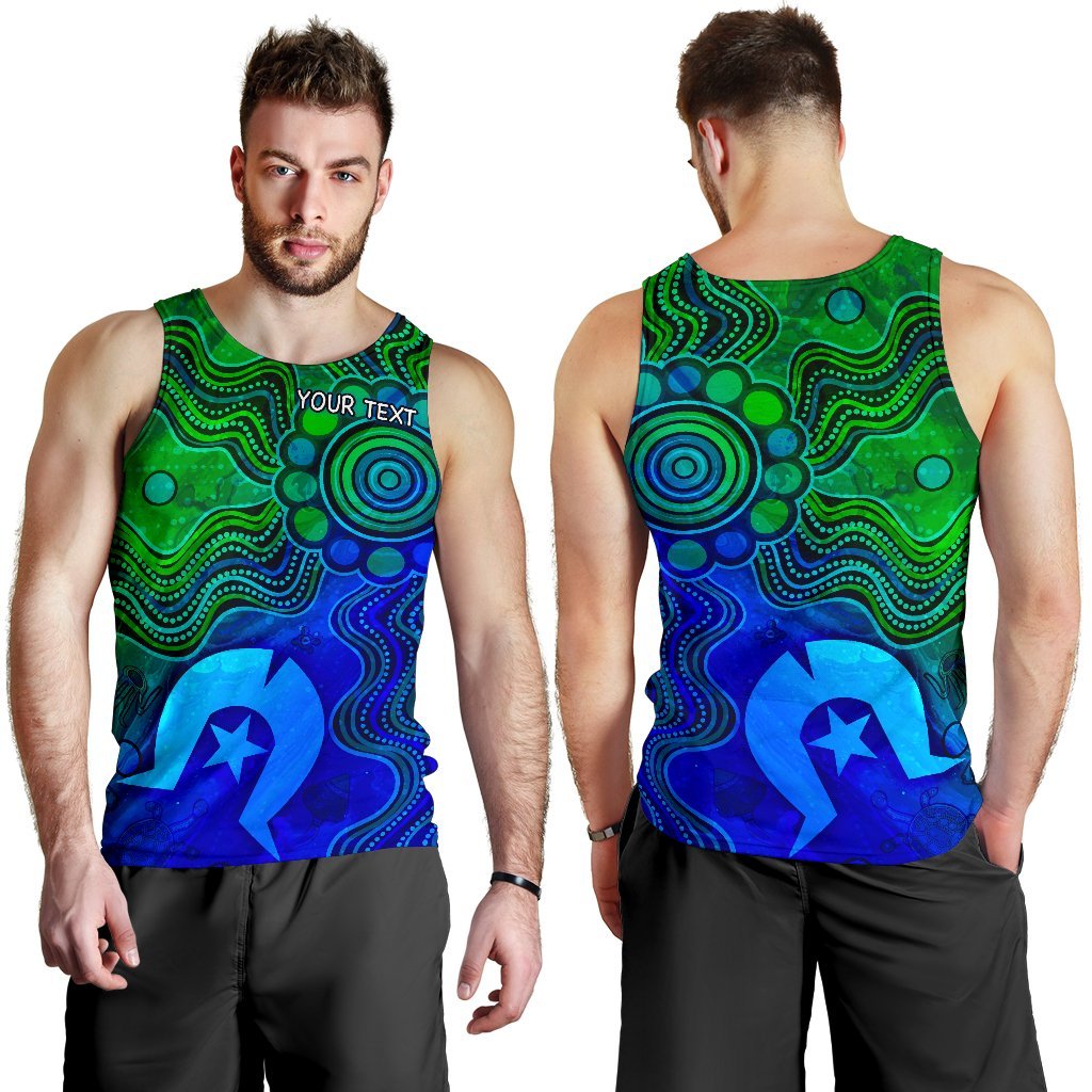 Custom Aboriginal Men's Tank Top, Torres Strait Islands Flag - Vibe Hoodie Shop