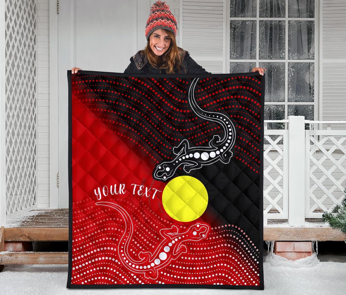 Custom Aboriginal Premium Quilt - Two Indigenous Lizard - Vibe Hoodie Shop