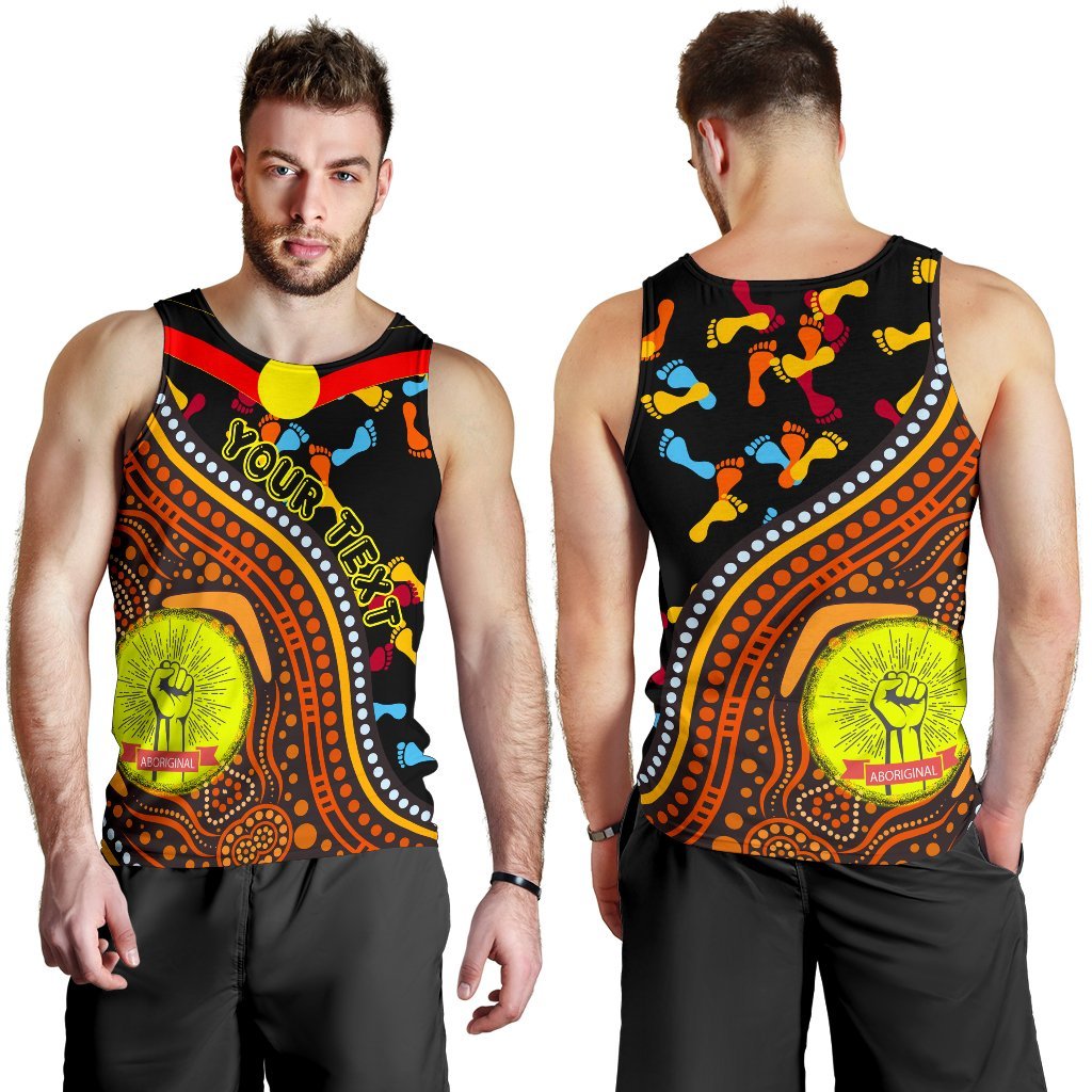 (Custom) Men's Tank Top - Aboriginal Style and Flag, Dot Painting - Vibe Hoodie Shop