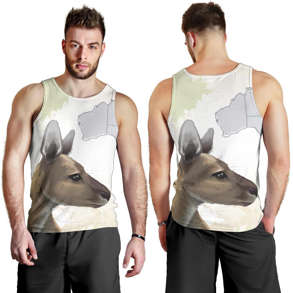 Men Tank Top - Kangaroo Mens Tank Australia Map - Vibe Hoodie Shop