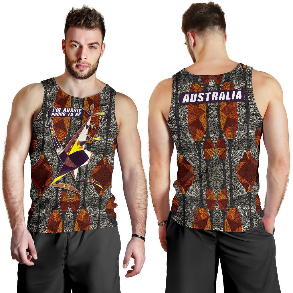 Men Tank Top - Kangaroo Mens Tank Aussie Pride - Vibe Hoodie Shop