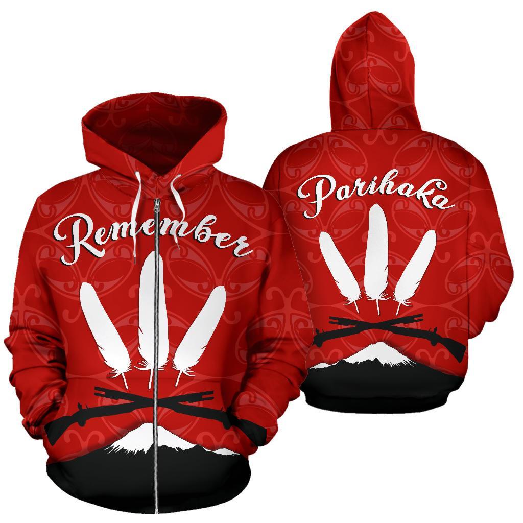 New Zealand Maori Remember Parihaka Zip Hoodie - Vibe Hoodie Shop