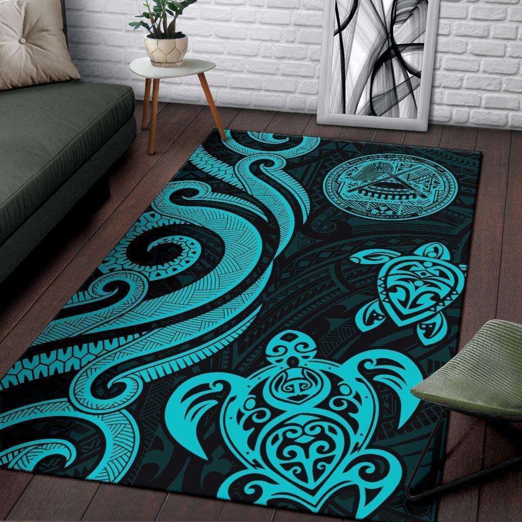 American Samoa Area Rug - Turquoise Tentacle Turtle - Vibe Hoodie Shop