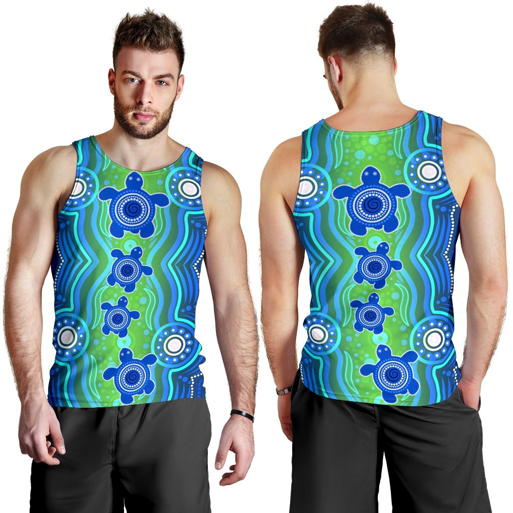 Aboriginal Men's Tank Top - Aboriginal Turtle Family - Vibe Hoodie Shop