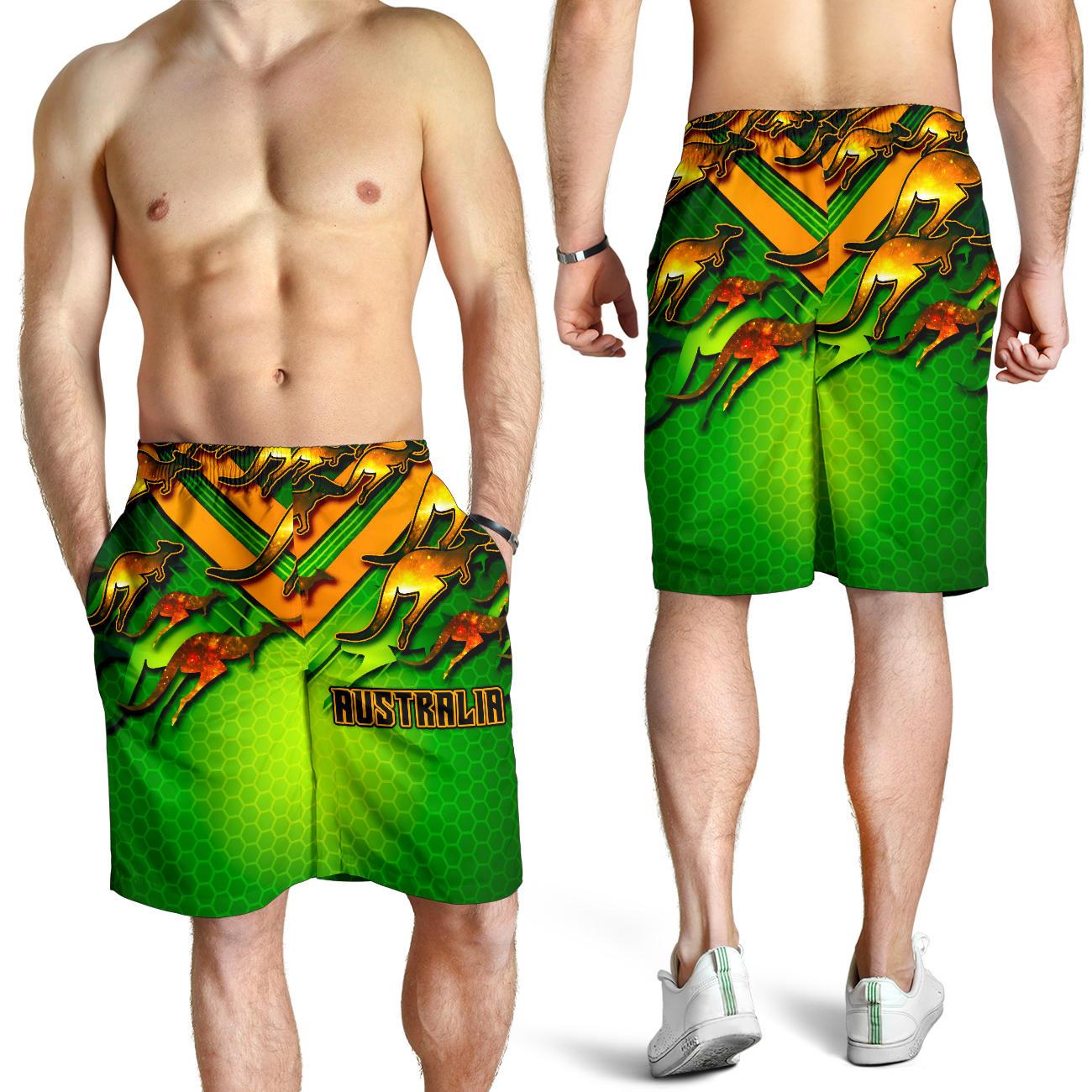 Men's Shorts - Australian Kangaroo Shorts Aussie National Colors - Vibe Hoodie Shop