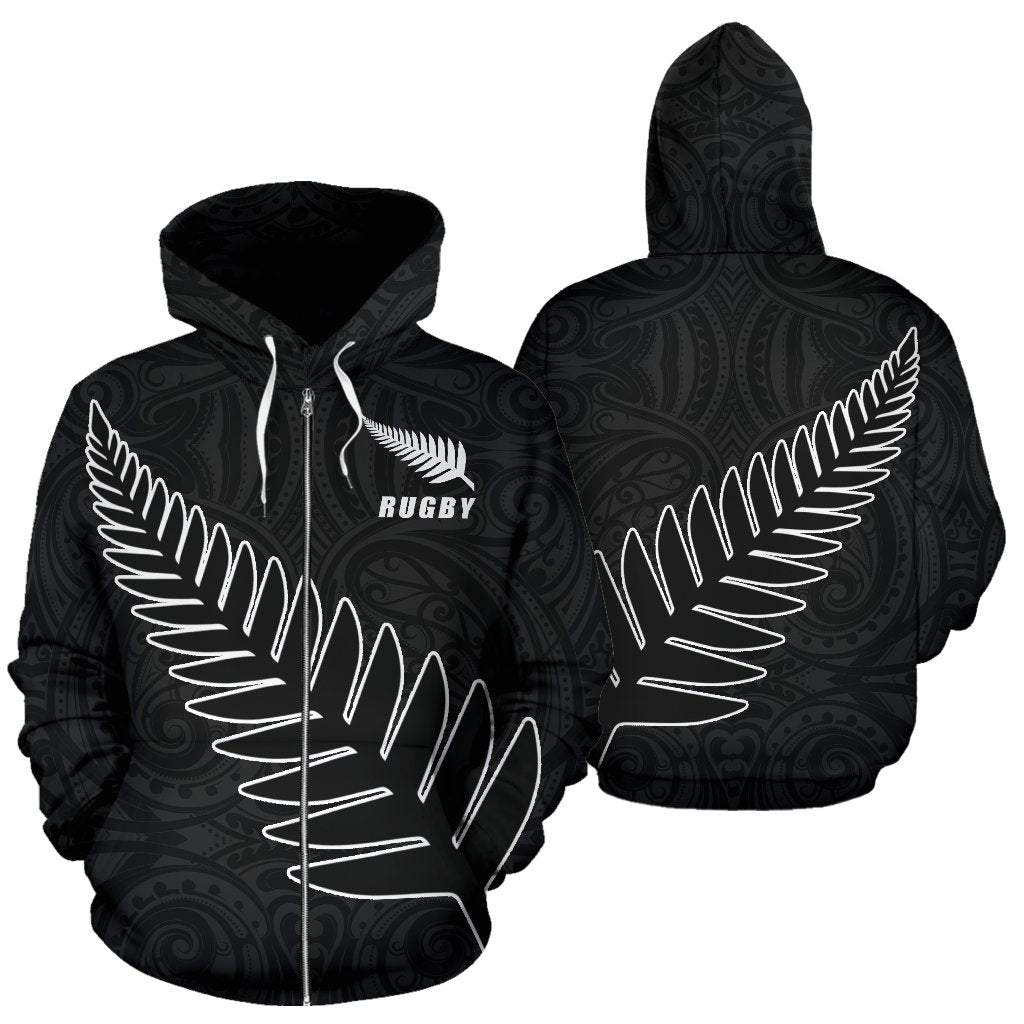 New Zealand Rugby Zip Up Hoodie, Silver Fern Rugby Zipper Hoodie - Vibe Hoodie Shop