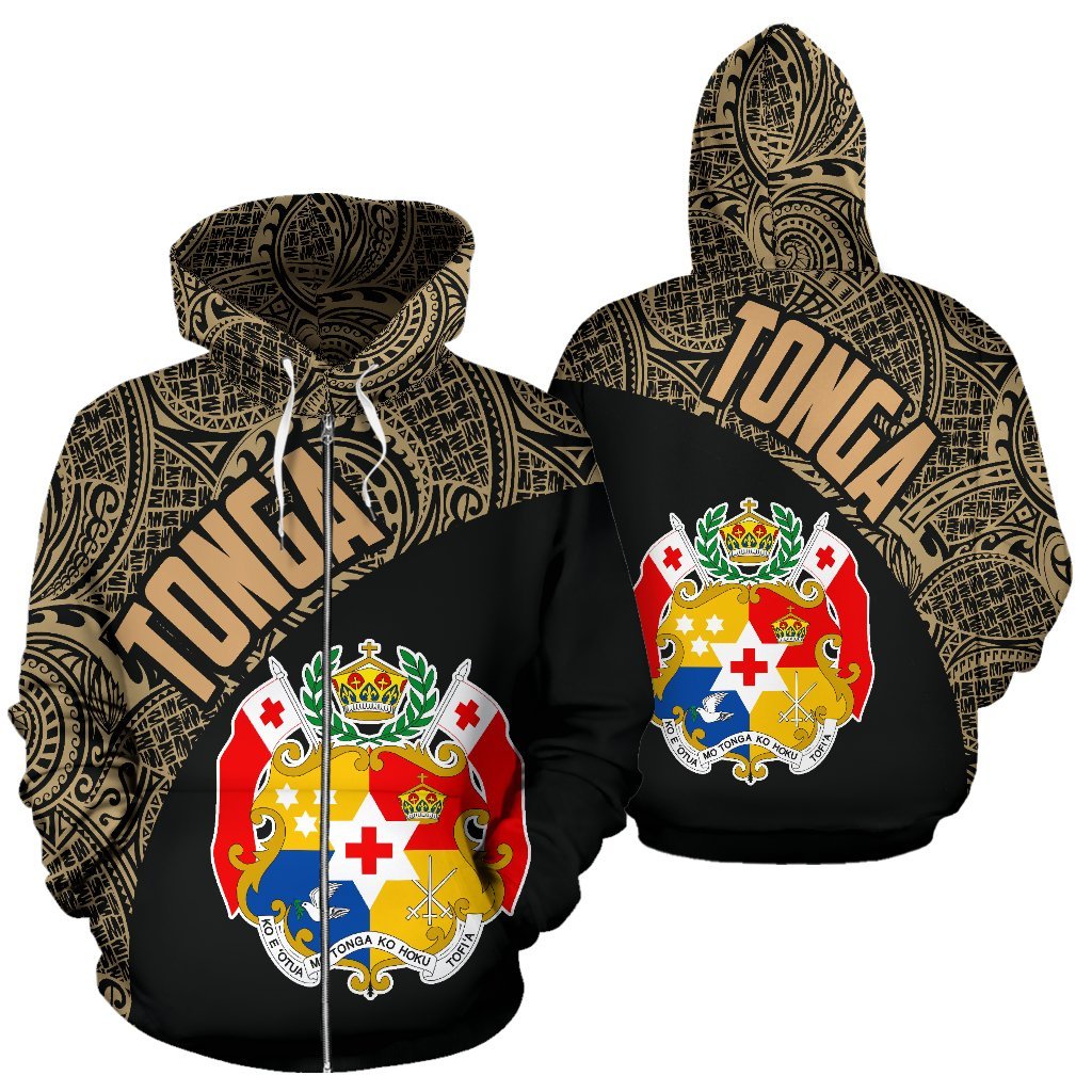 Zip Up Hoodie Tonga Polynesian Gold - Vibe Hoodie Shop