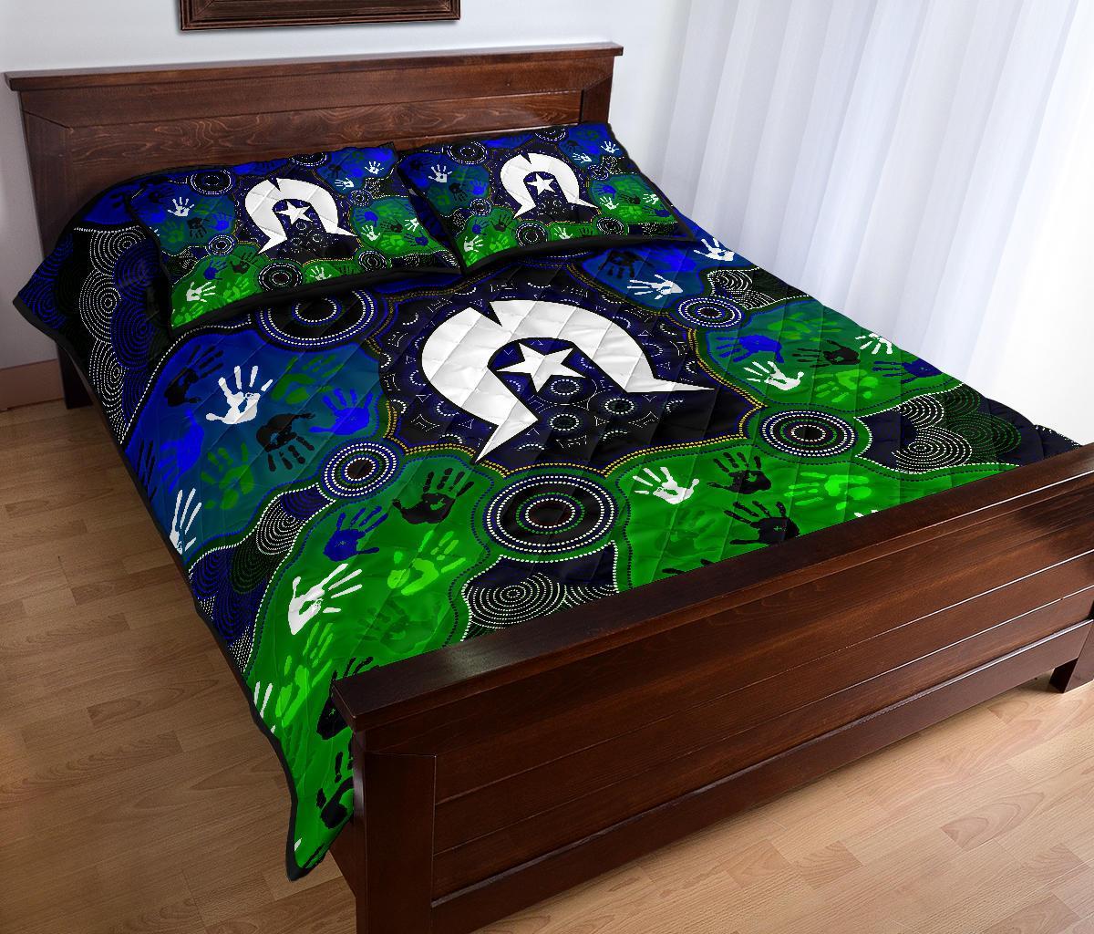 Aboriginal Quilt Bed Set - Torres Strait Symbol With Indigenous Patterns - Vibe Hoodie Shop