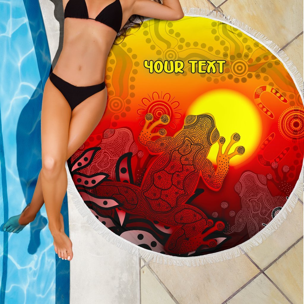 custom-aboriginal-beach-blanket-indigenous-frog-red