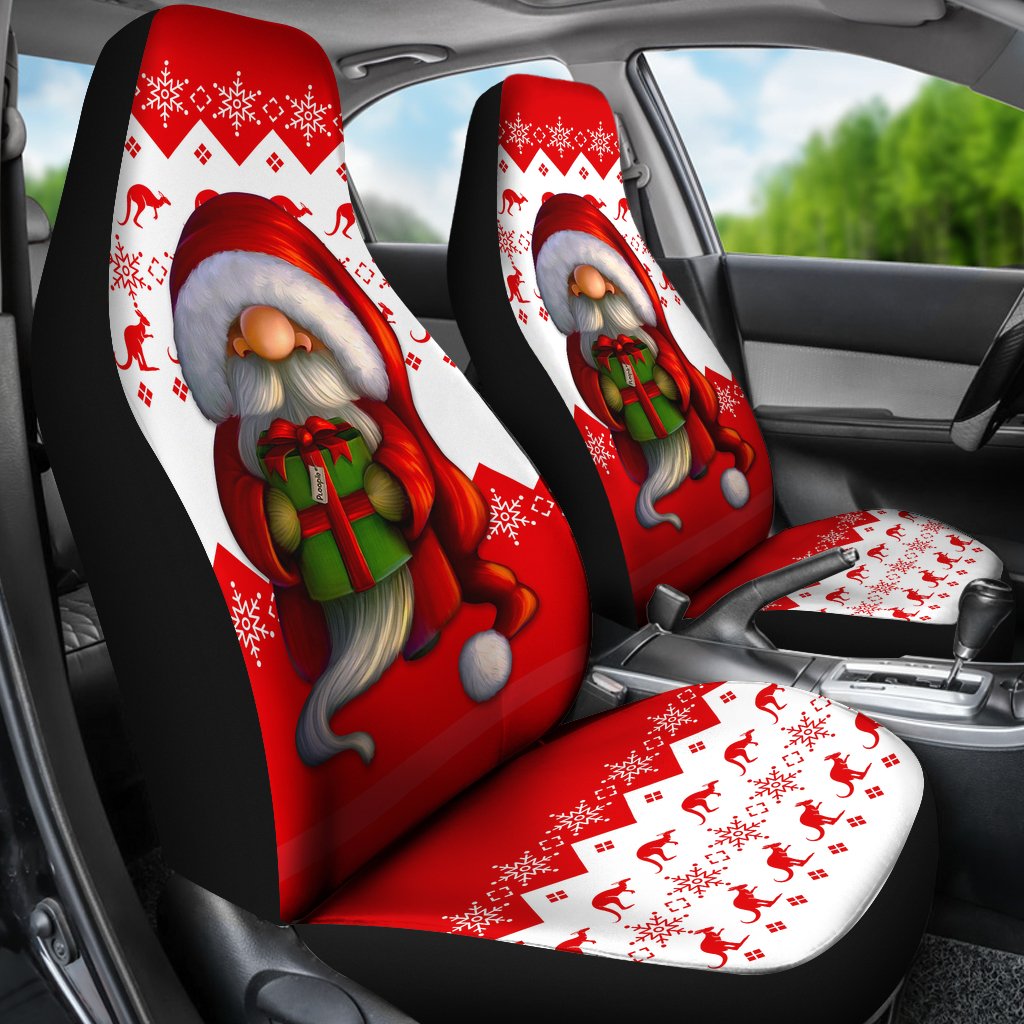 Australia Car Seat Cover - Christmas Gnome Seat Covers Kangaroo and Snowflake Universal Fit - Vibe Hoodie Shop