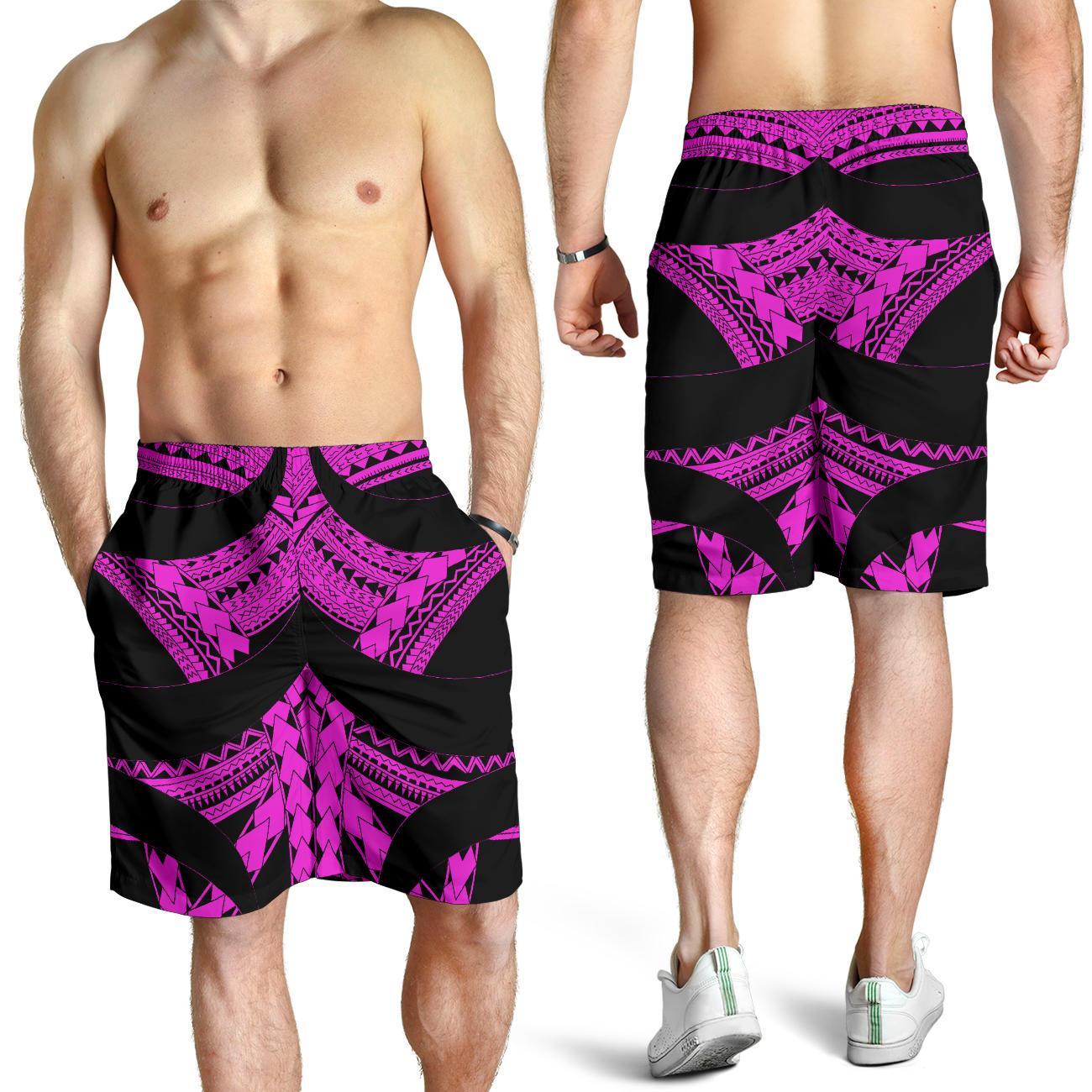 Samoan Tattoo All Over Print Men's Shorts Purple - Vibe Hoodie Shop