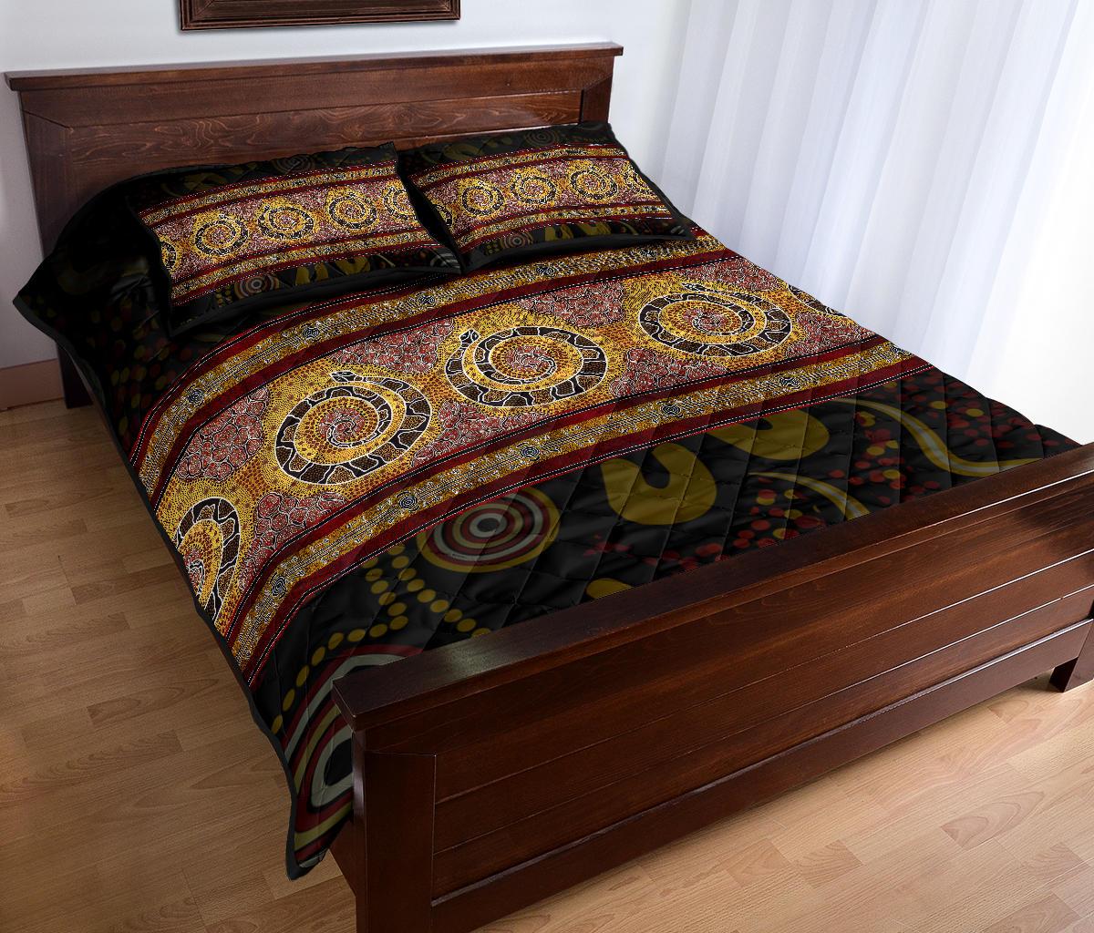 Aboriginal Quilt bed Set - Snake Dot Panting Art - Vibe Hoodie Shop