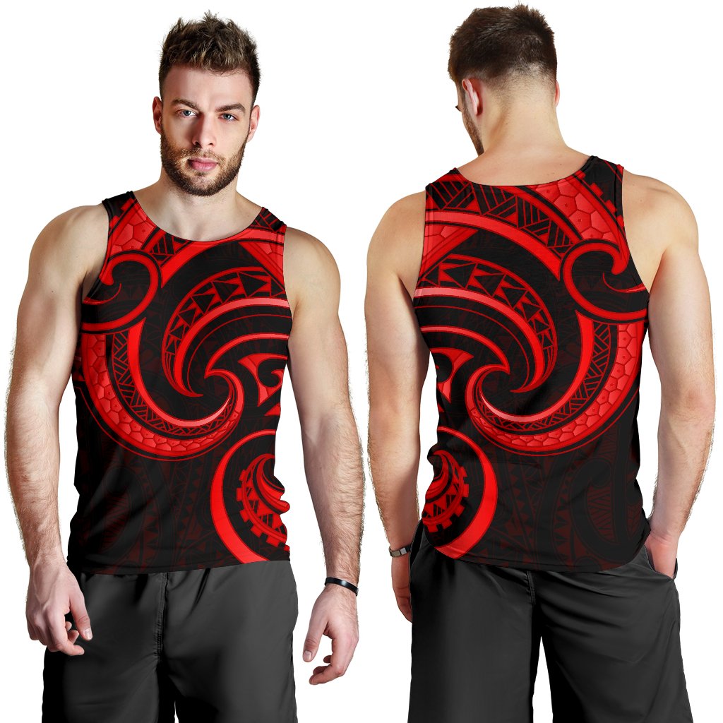 New Zealand Maori Mangopare Men Tank Top Polynesian - Red - Vibe Hoodie Shop