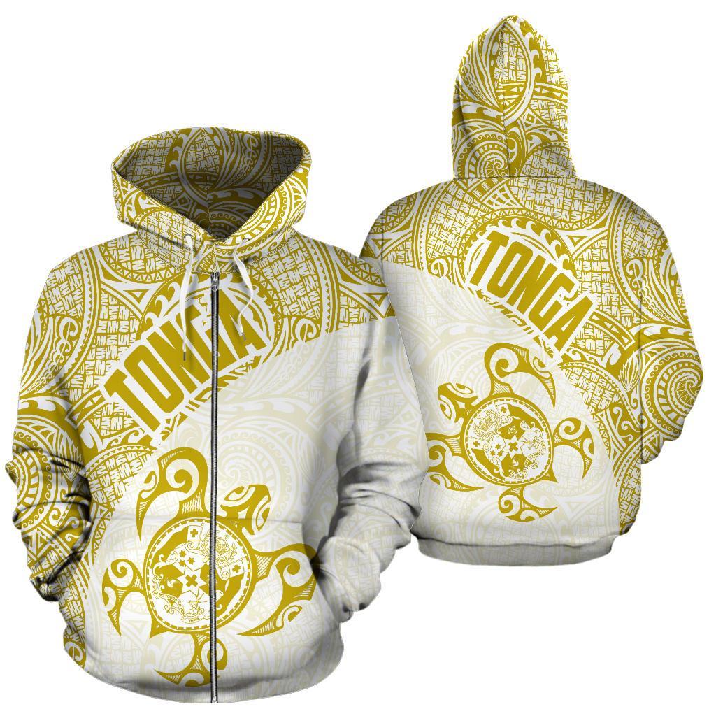 Zip Up Hoodie Tonga Coat Of Arms Turtle Polynesian Pattern 07 - Vibe Hoodie Shop