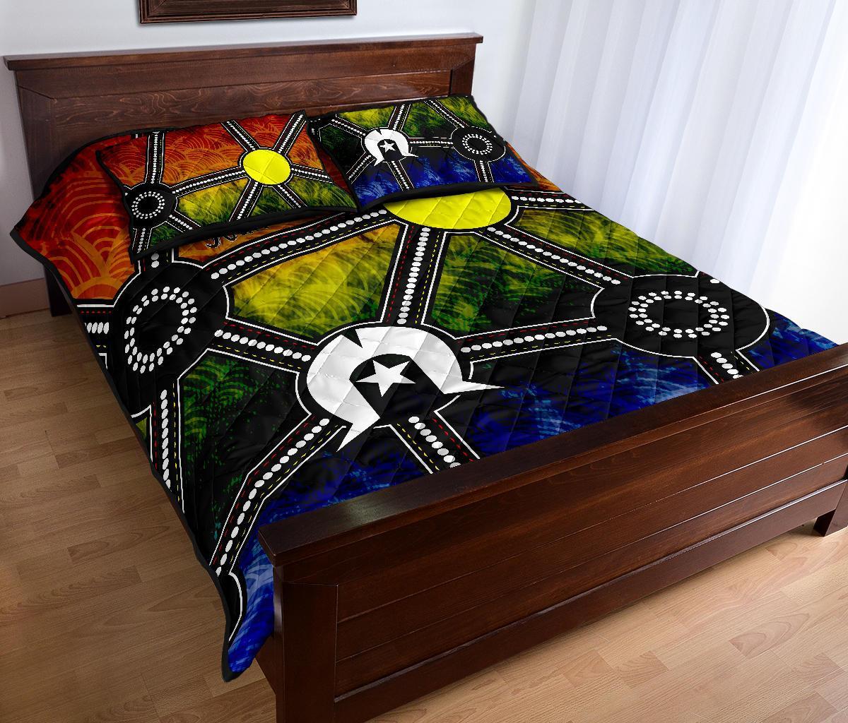 Custom NAIDOC Week 2021 Quilt Bed Set, Aboriginal Geometric Style - Vibe Hoodie Shop