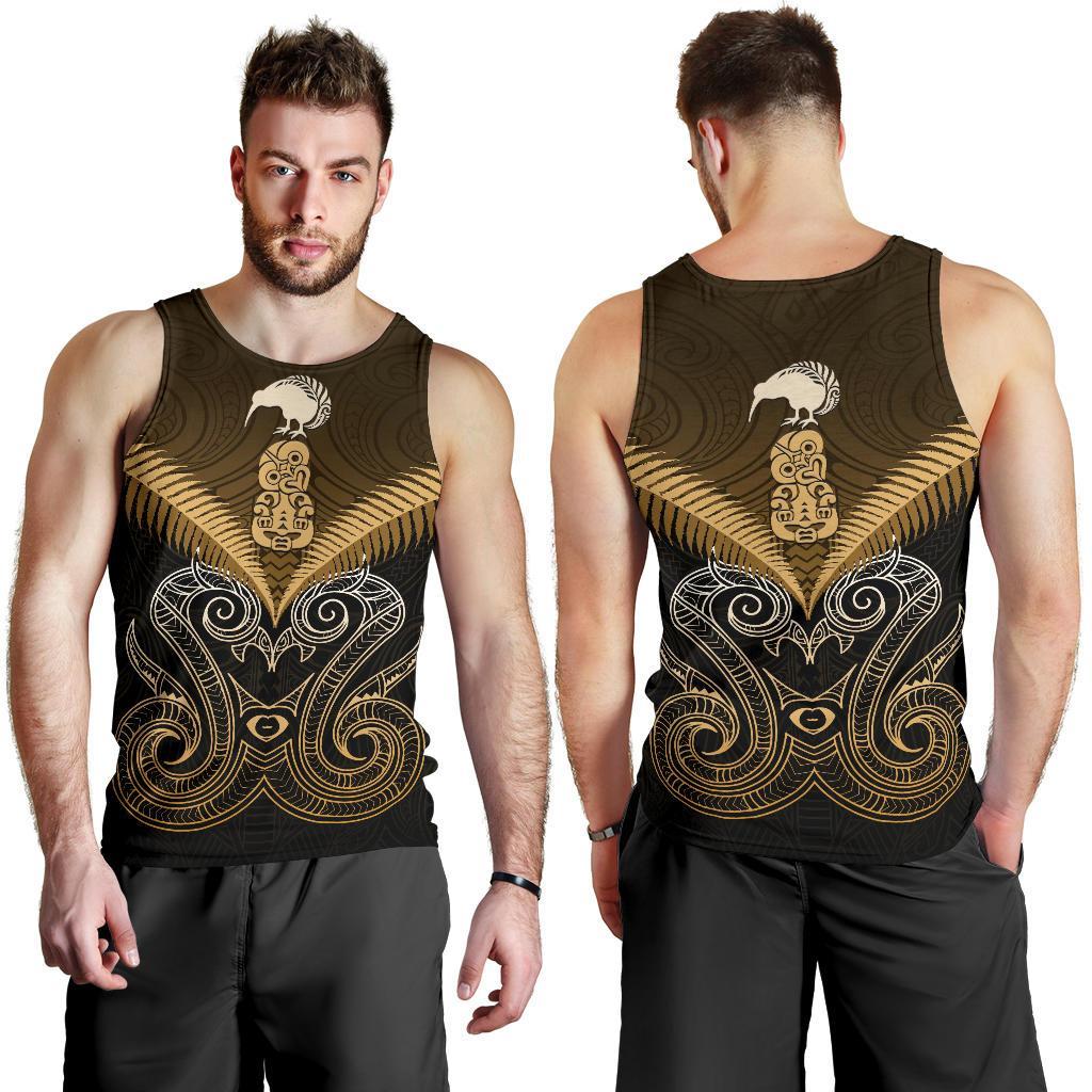 Maori Manaia New Zealand Men Tank Top Gold - Vibe Hoodie Shop