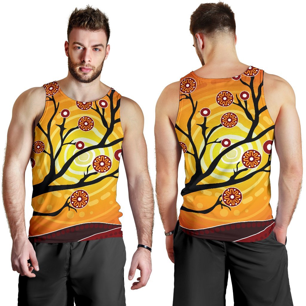 Aboriginal Men's Tank Top - Tree In Spring Season - Vibe Hoodie Shop