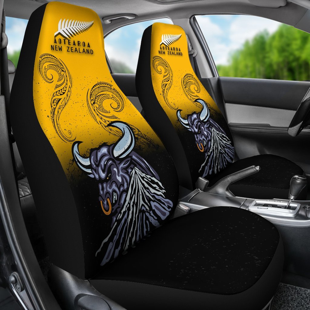 New Zealand Maori Car Seat Covers Taranaki Bull - Vibe Hoodie Shop