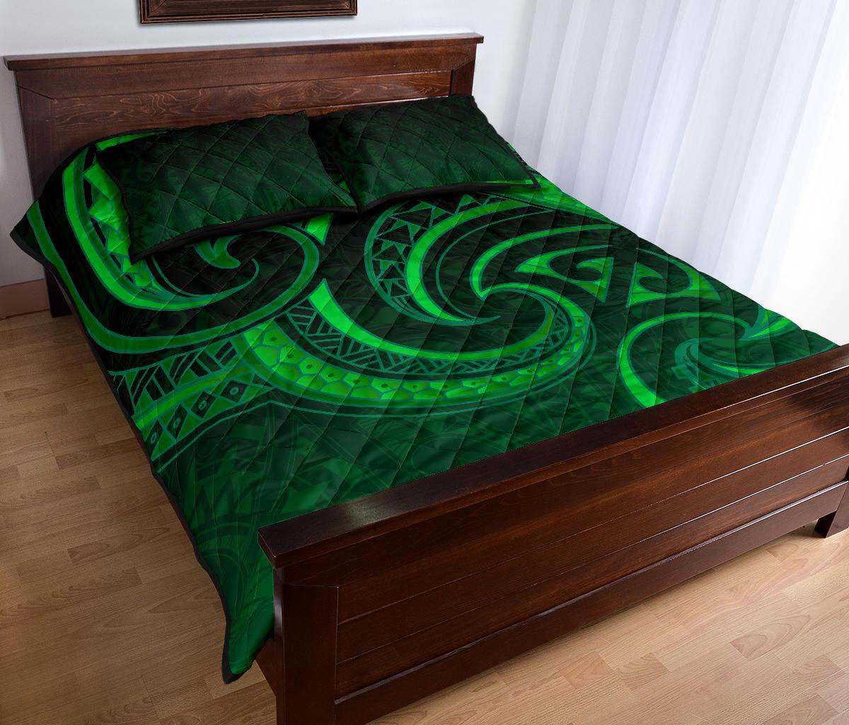 New Zealand Maori Mangopare Quilt Bed Set Polynesian - Green - Vibe Hoodie Shop