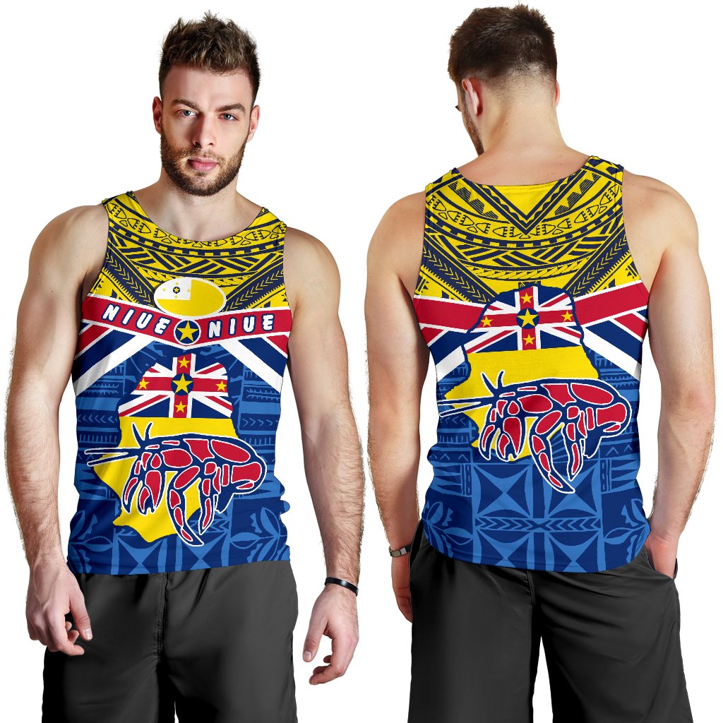 Niue Rugby Men Tank Top Polynesian Crab Map - Vibe Hoodie Shop