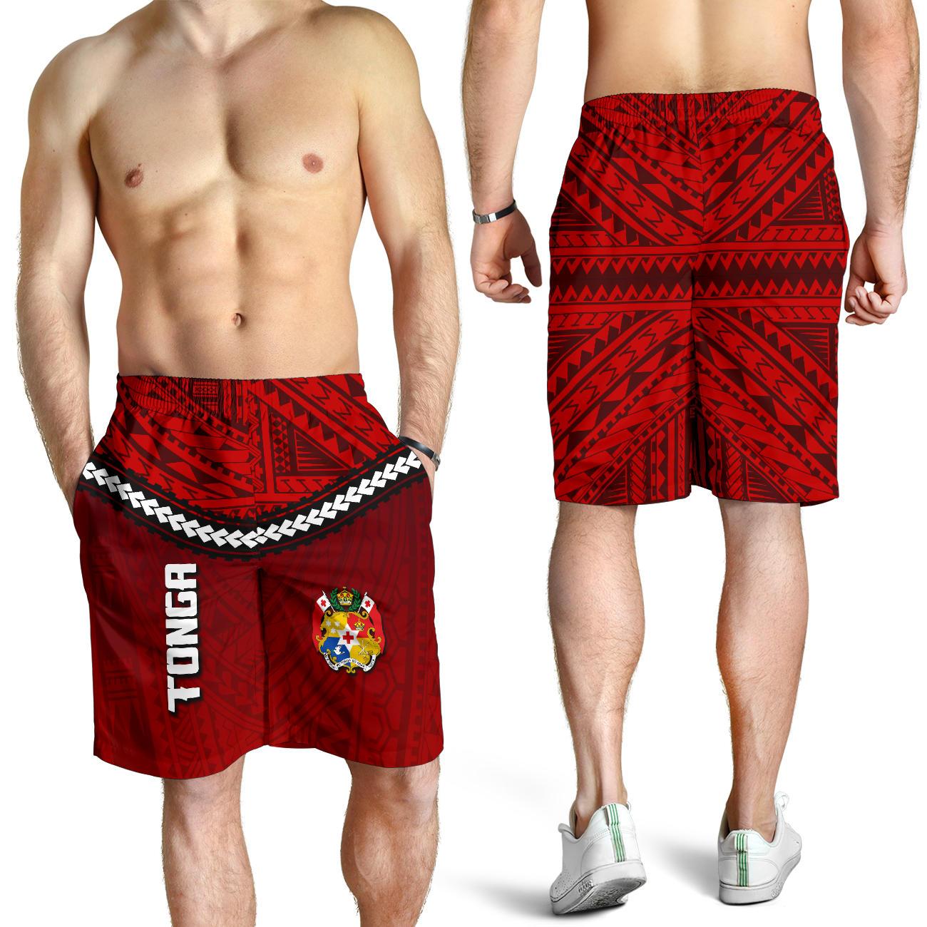 Tonga Rugby Men Shorts Polynesian Tattoo Seashore - Vibe Hoodie Shop