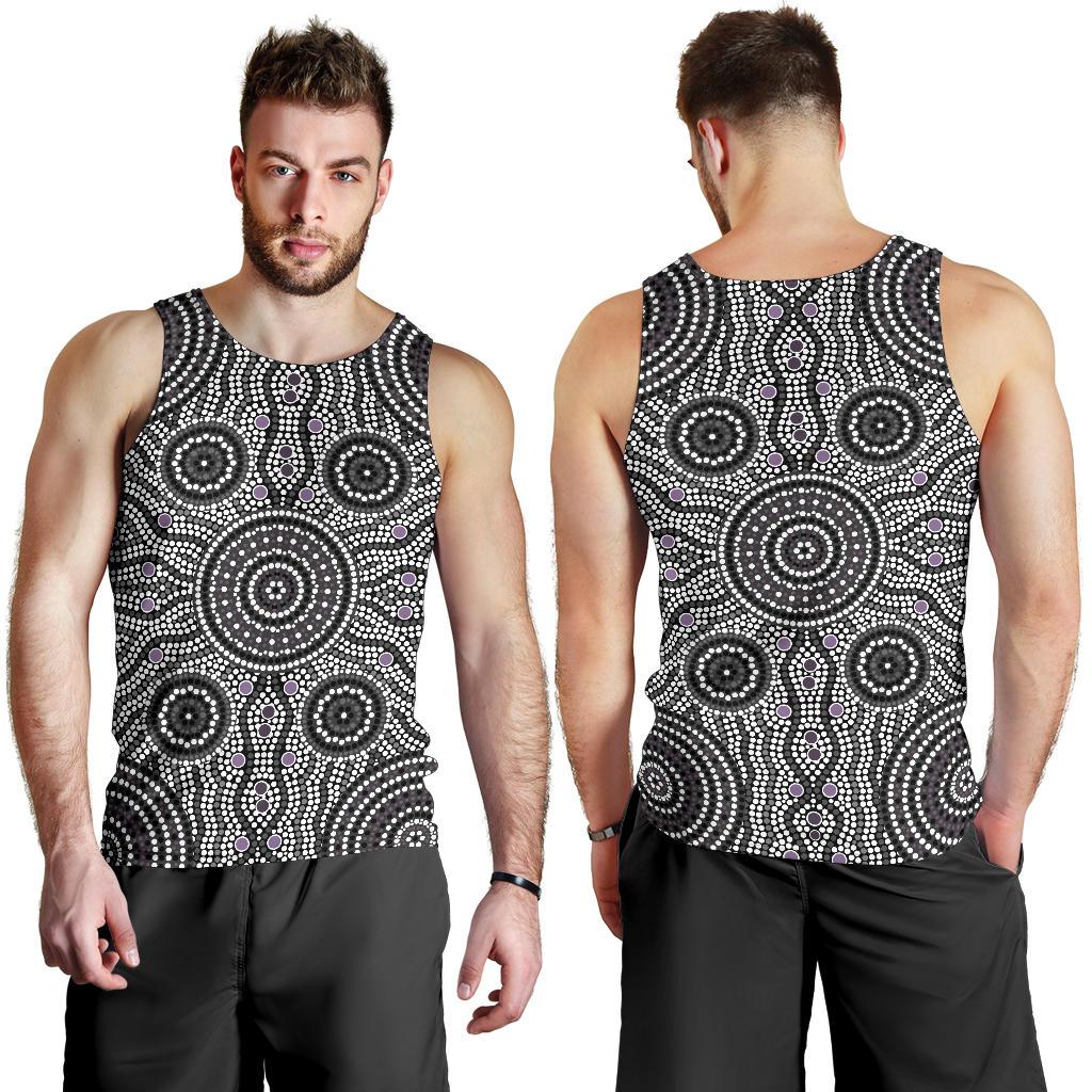 Men Tank Top - Aboriginal Dot Painting Mens Tank Ver04 - Vibe Hoodie Shop