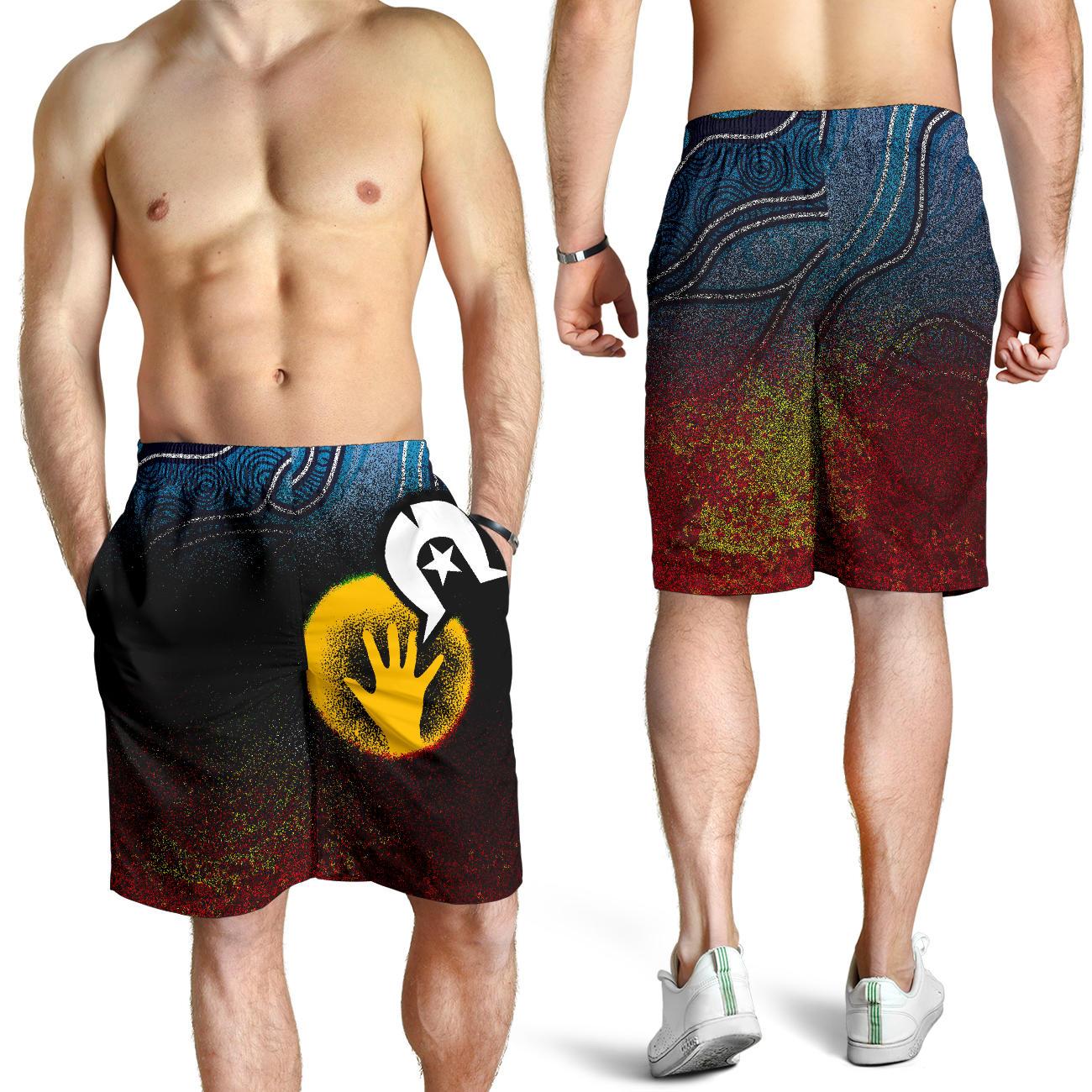 Aboriginal Men's Shorts - Aboriginal and Torres Strait Islanders Flag - Vibe Hoodie Shop