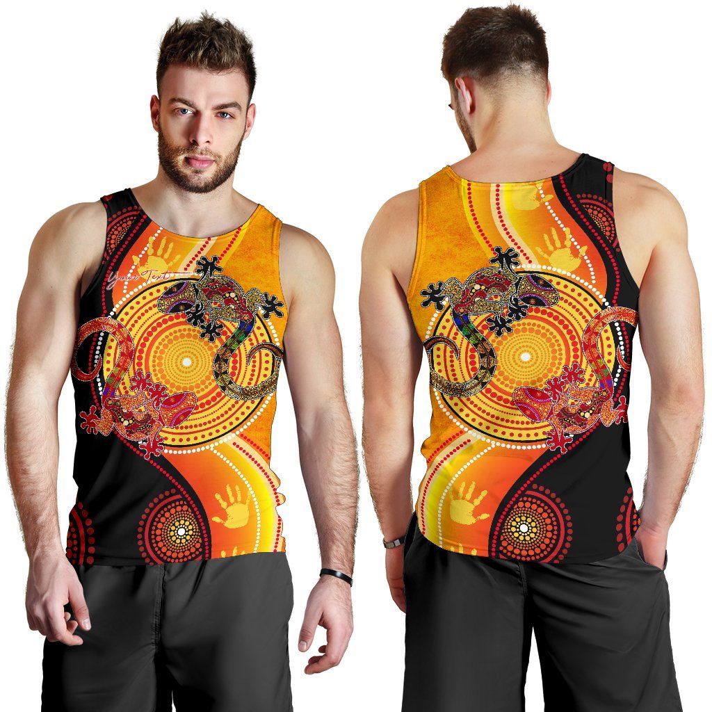 Aboriginal Personalised Men's Tank Top - Couple Aboriginal Lizards - Vibe Hoodie Shop