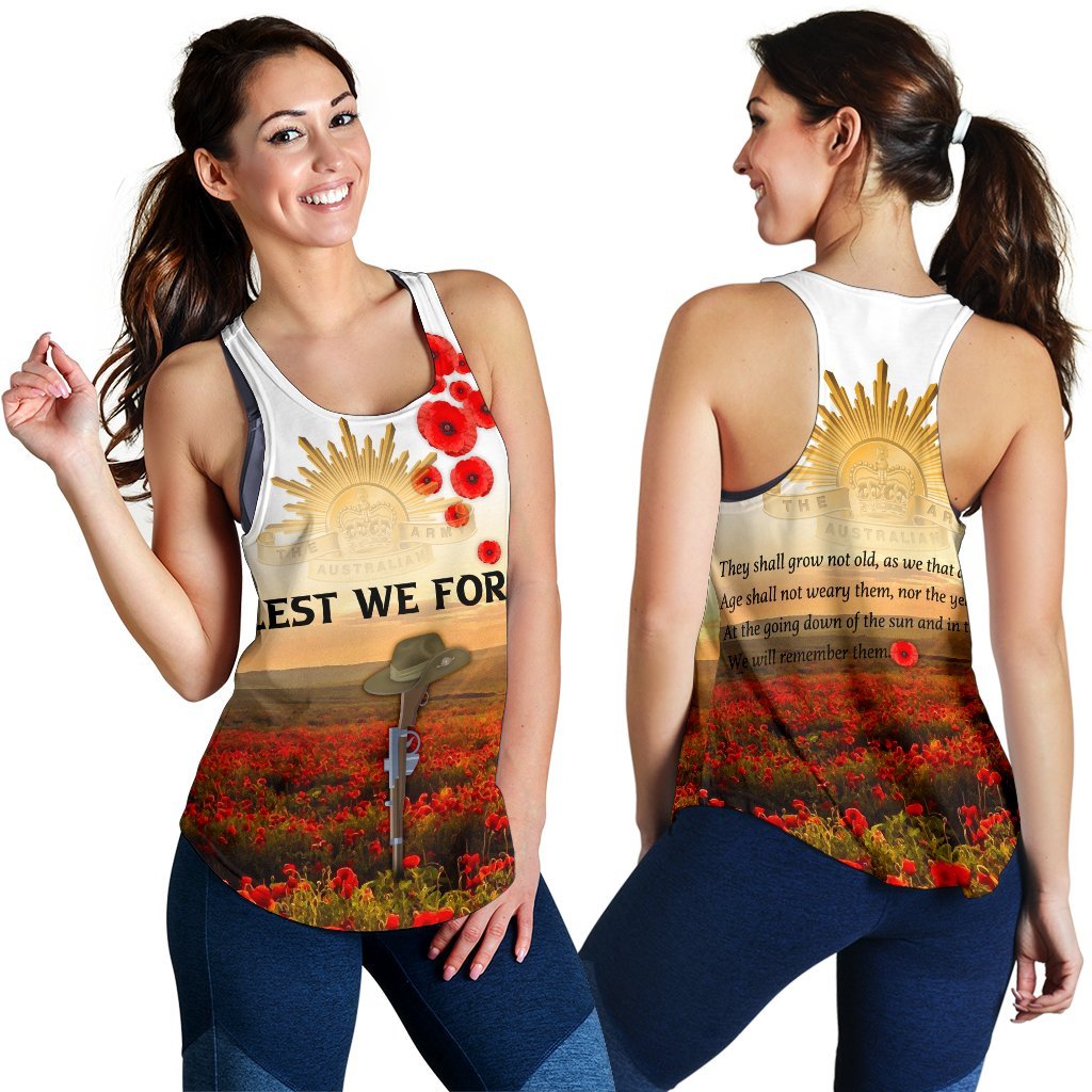 ANZAC Day 2021 Women's Racerback Tank - We Will Remember Them - Vibe Hoodie Shop