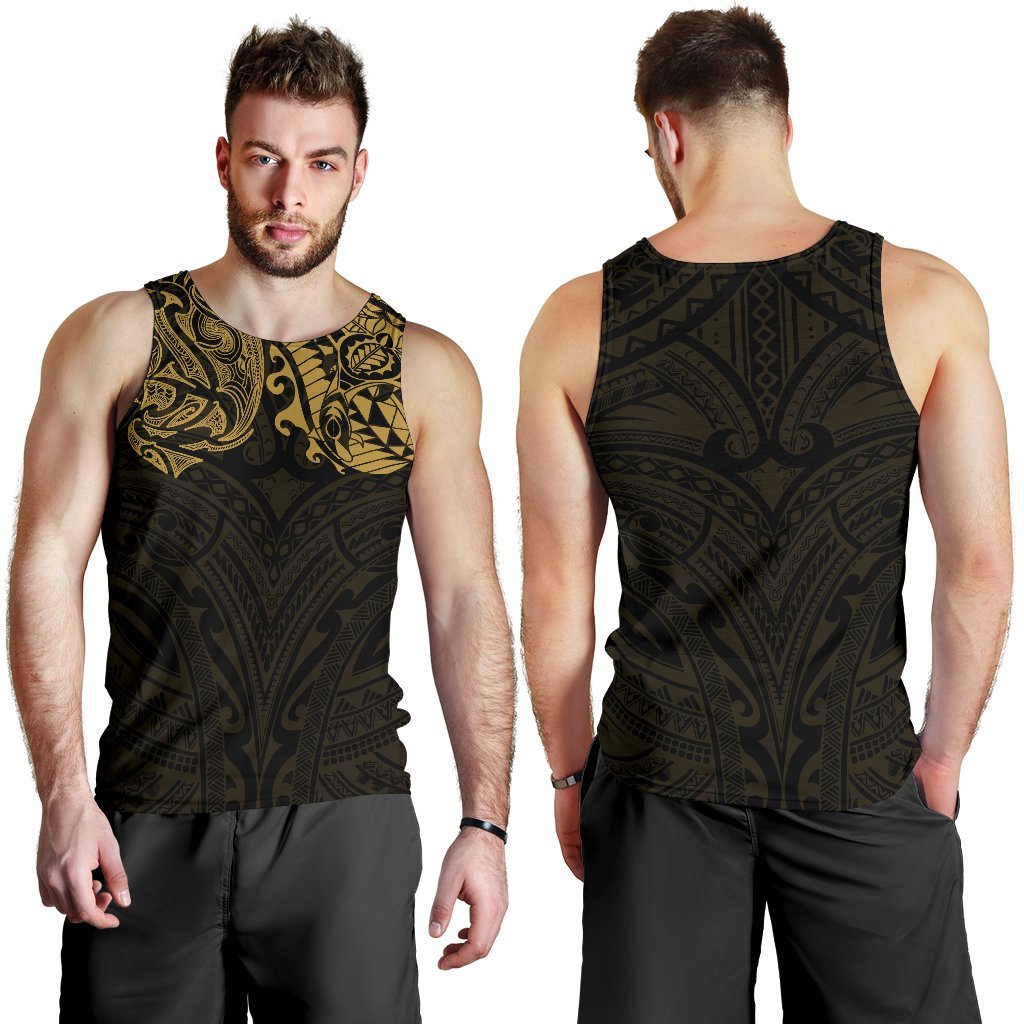 New Zealand Men's Tank Top, Maori Polynesian Tattoo Gold - Vibe Hoodie Shop