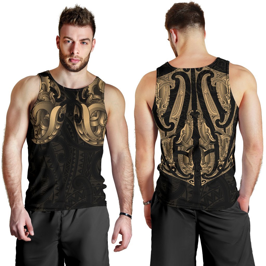 Maori Ta Moko Men Tank Top New Zealand Gold - Vibe Hoodie Shop