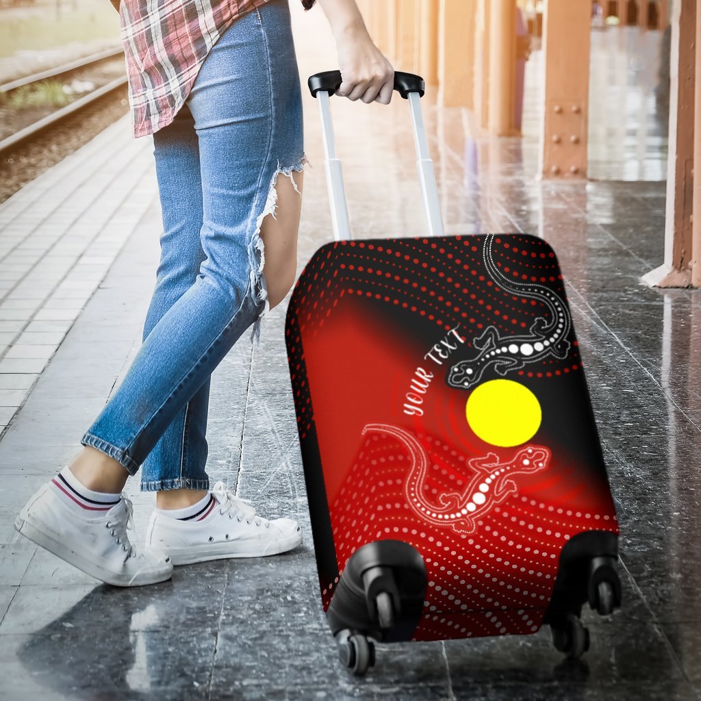 Custom Aboriginal Luggage Covers - Two Indigenous Lizard - Vibe Hoodie Shop