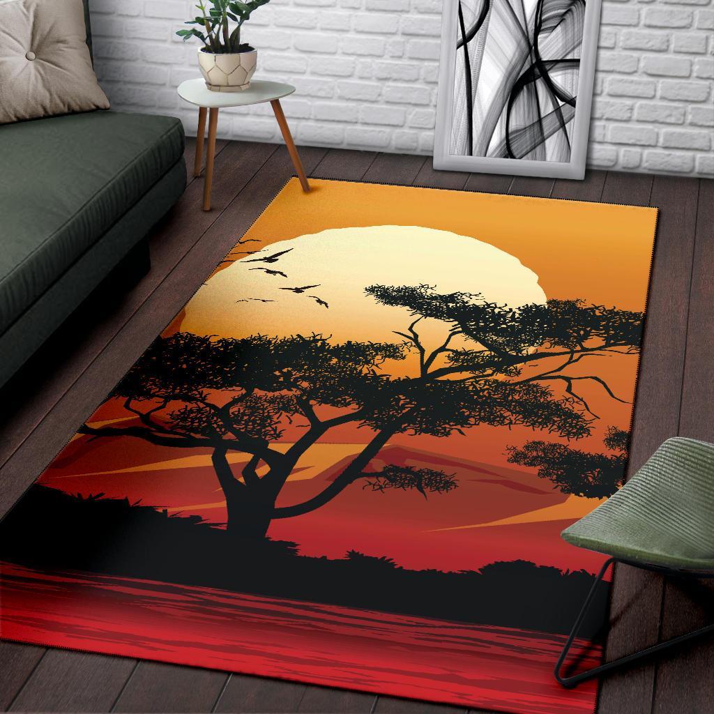 Area Rug - Sunset And Tree In Australia - Vibe Hoodie Shop