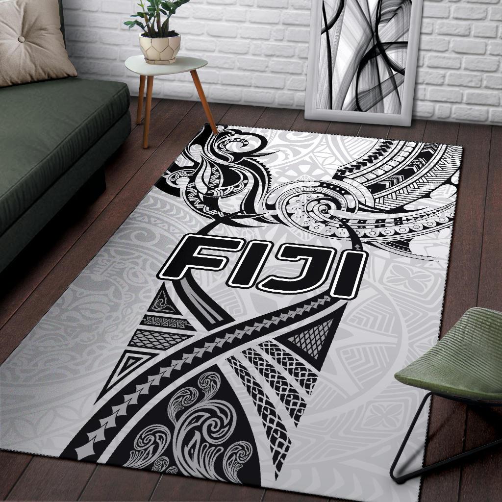 Fiji Rugby Area Rug Polynesian Waves Style - Vibe Hoodie Shop