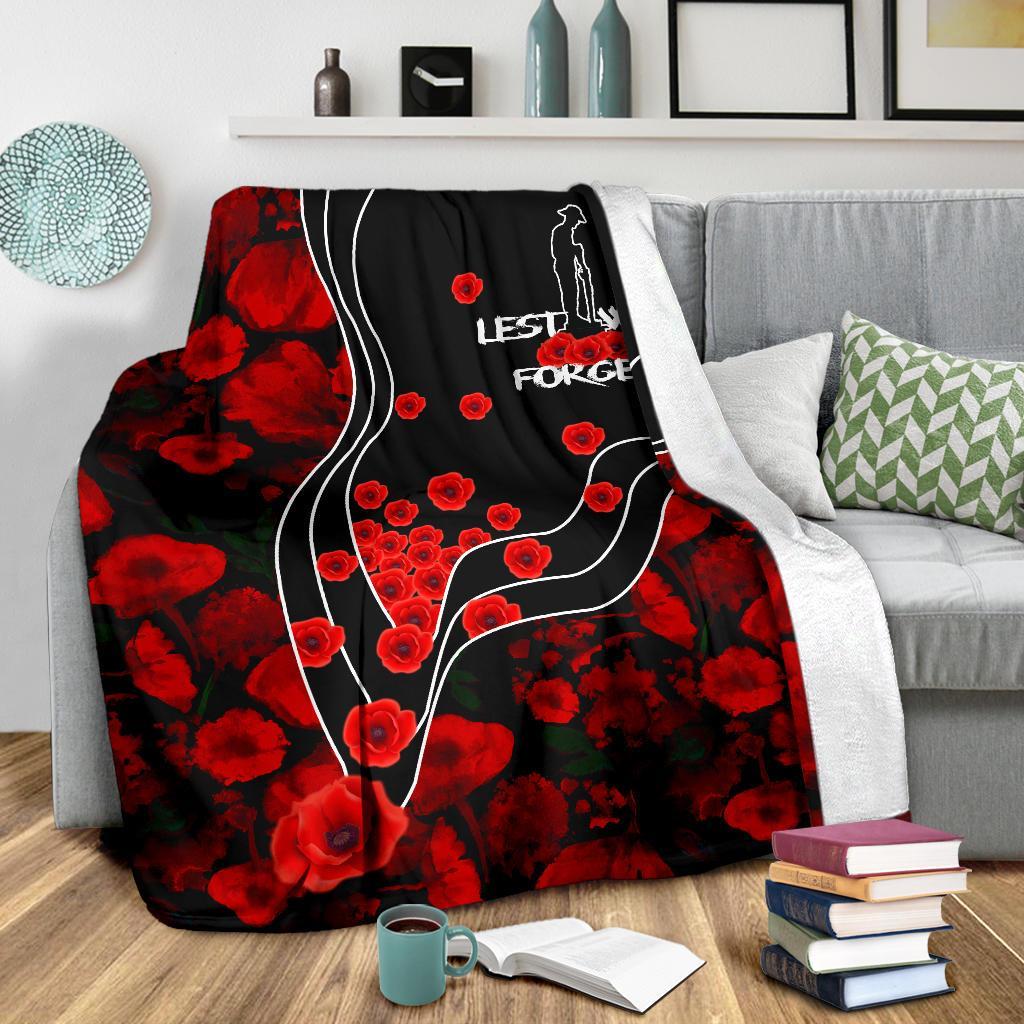 ANZAC Lest We Forget Premium Blanket - Poppy Flowers - Vibe Hoodie Shop