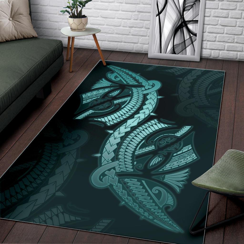 Polynesian Area Rug Turquoise - Vibe Hoodie Shop