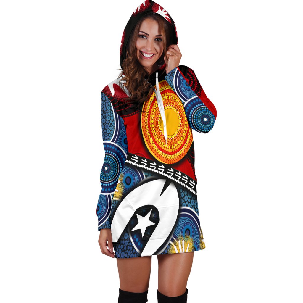 Hoodie Dress - Australian NAIDOC Aboriginal  and Torres Strait Islands Flags - Vibe Hoodie Shop