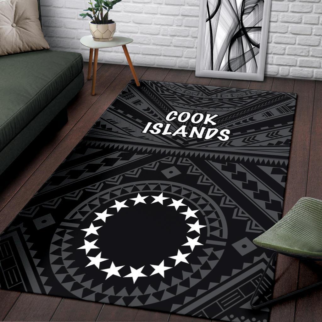 Cook Islands Area Rug - Seal With Polynesian Tattoo Style (Black) - Vibe Hoodie Shop